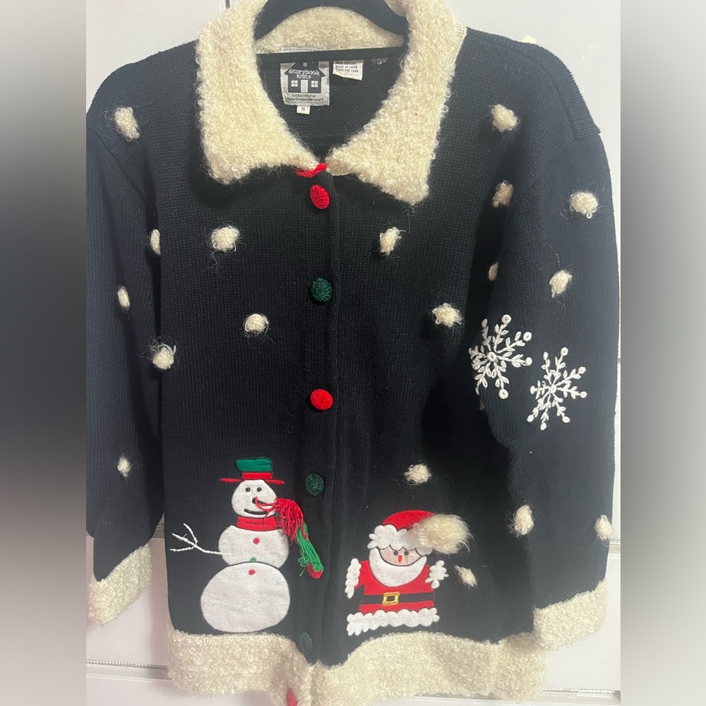 Storybook Knits Vintage Christmas Santa Claus Snowman Reindeer holiday Sweater